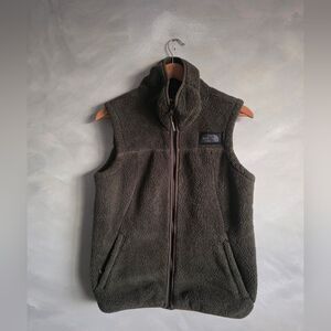 The North Face Women's M Campshire Fleece Sherpa Vest Jacket Green Full-Zip